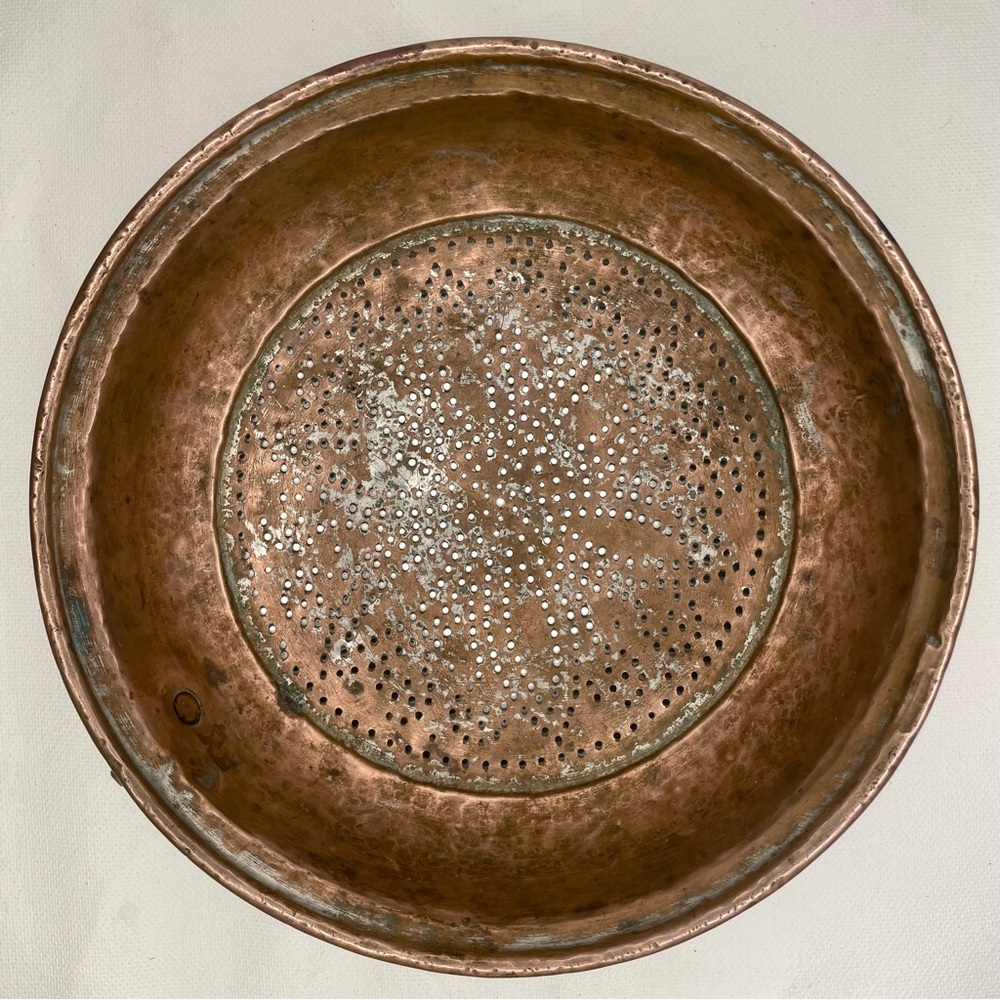 Copper Strainer Sifter Brass Handle Colander Country Kitchen Farmhouse Vintage - Picture 3 of 11